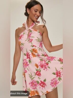 Francesca's Janet Halter Neck Floral Mini Dress, NWT Size Medium